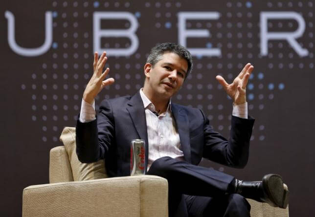 Uber CEO Travis Kalanick speaks to students during an interaction at the Indian Institute of Technology (IIT) campus in Mumbai, India, in this January 19, 2016 file photo. REUTERS/Danish Siddiqui