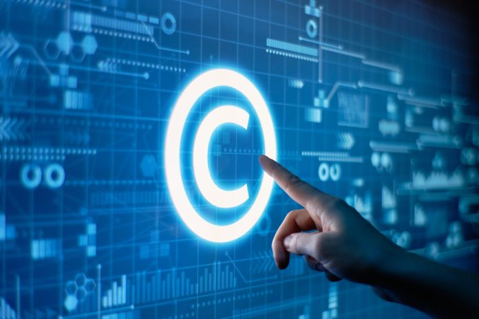 Concept,Of,Copyright,And,Intellectual,Property,On,A,Digital,Display. COPYRIGHT