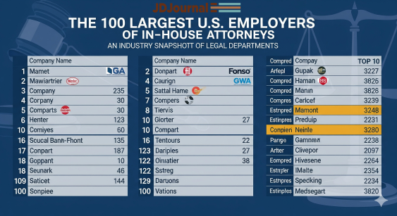 The 100 Largest U.S. Employers of In-House Attorneys Revealed